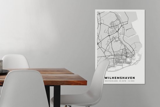 Tableau sur toile City Map - Plan d'étage - Carte - Wilhemshaven - Allemagne - 40x60 cm - Décoration murale