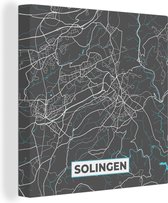 Canvas Schilderij Stadskaart – Solingen – Duitsland – Plattegrond – Kaart - 50x50 cm - Wanddecoratie