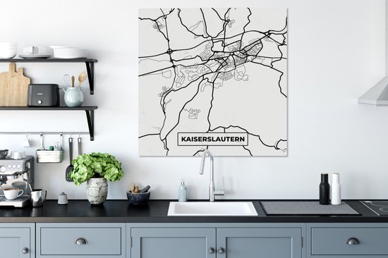 Carte de peinture sur toile - Kaiserslautern - Plan d'étage - Plan de la ville - 90x90 cm - Décoration murale