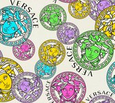 "MEDUSA HOOFD" SATIJN GLANZEND BEHANG | Design - bont wit roze blauw groen - A.S. Création Versace 5
