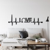 Wanddecoratie | Ekg Liefde  / Ekg Love| Metal - Wall Art | Muurdecoratie | Woonkamer |Zwart| 45x15cm