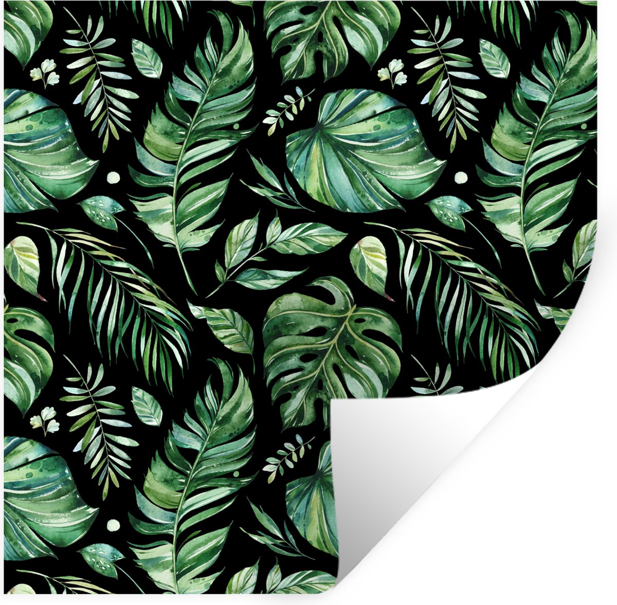 Muurstickers - Sticker Folie - Bladeren - Tropisch - Jungle - Patronen - 120x120 cm - Plak