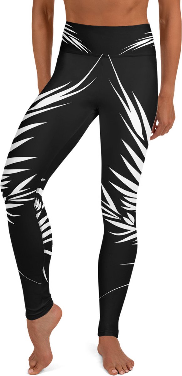 Sportlegging - design Yin Yang Power Up - High Waist - Dry Fit - High Performance - 4way stretch- unieke print - UPF 50+ - Hardloop - Yoga - Fitness - Dans - Pilates - Training - sportbroek - zwart wit - maat S — afbeelding 5