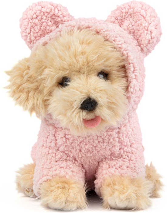 Foto: Studio pets knuffel labradoodle puppy doodle 23cm met roze teddy truitje pluche knuffel