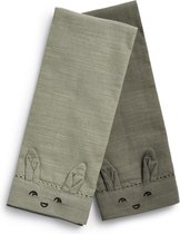 Elodie - serviettes en tissu - Bébé - 2 pièces - Vert Minéral