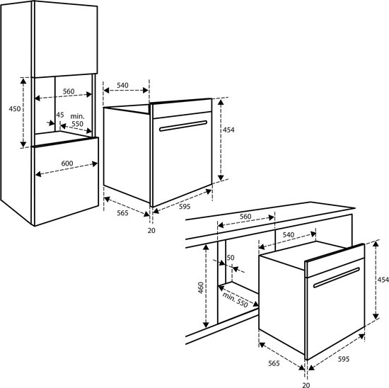 Inventum IMC4535BT - Inbouw combi-oven - Hetelucht - Magnetron - Grill - 50 liter - 45 cm hoog - Tot 250°C - Zwart