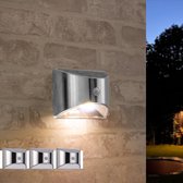 Solar wandlamp buiten 'Flint' - Voordeelset 3 stuks - Warm wit licht - Tuinverlichting op zonne-energie - Luxe wandlamp - RVS