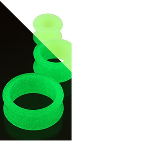 14 mm Double-évasé Tunnel en silicone soft lueur dans le vert foncé
