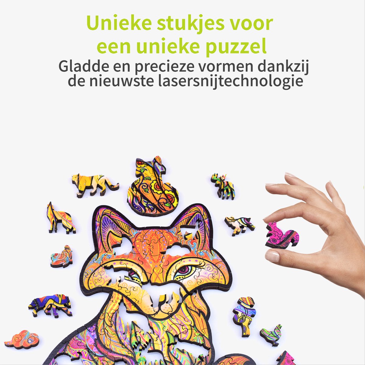 ACROPAQ Houten puzzel vos – 200 stukjes – A3 formaat (420 x 297 mm) – Houten legpuzzel dieren voor kinderen en volwassenen — cadeau in Spellen & Speelgoed - foto 2