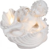 Statue ange couché en coquillage avec perle à la main avec lumières LED