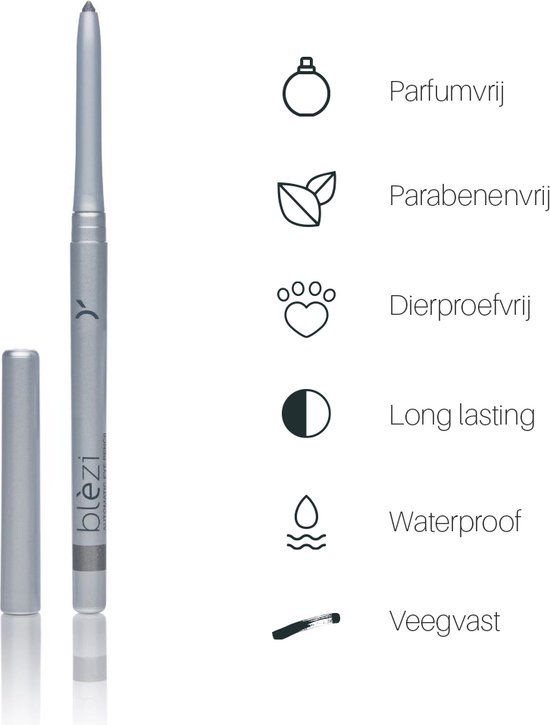 Blèzi® Automatic Eye Pencil 40 Vibrant Grey - Oogpotlood waterproof - Grijs Zilver - Blèzi