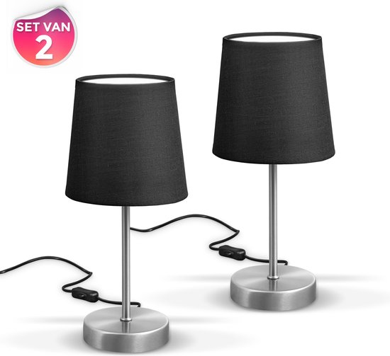 BK Licht - Lampes de table - 2 pièces - noir - lampe de chevet - E14