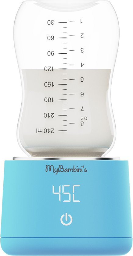 Mybambini's bottle warmer pro™ - draagbare baby flessenwarmer voor onderweg - blauw - geschikt voor avent philips, chicco & dodie