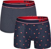 Happy Shorts 2-Pack Boxershorts Heren Aardbeien / Gestreept - Maat XL