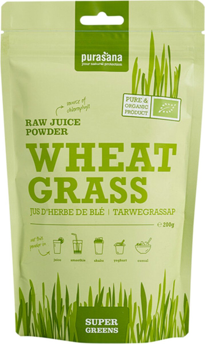 Goedkoopste Purasana Tarwegras Juice Poeder Biologisch 200 gr
