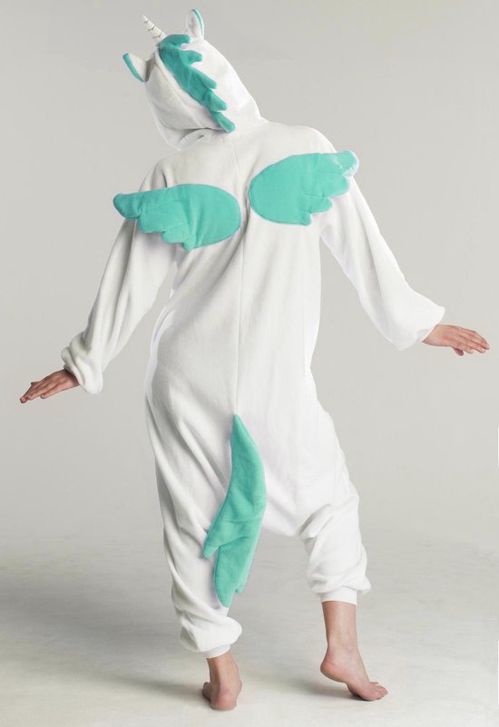 KIMU Onesie Pegasus enfants costume licorne blanc turquoise licorne -  taille 146-152 -... | bol.com