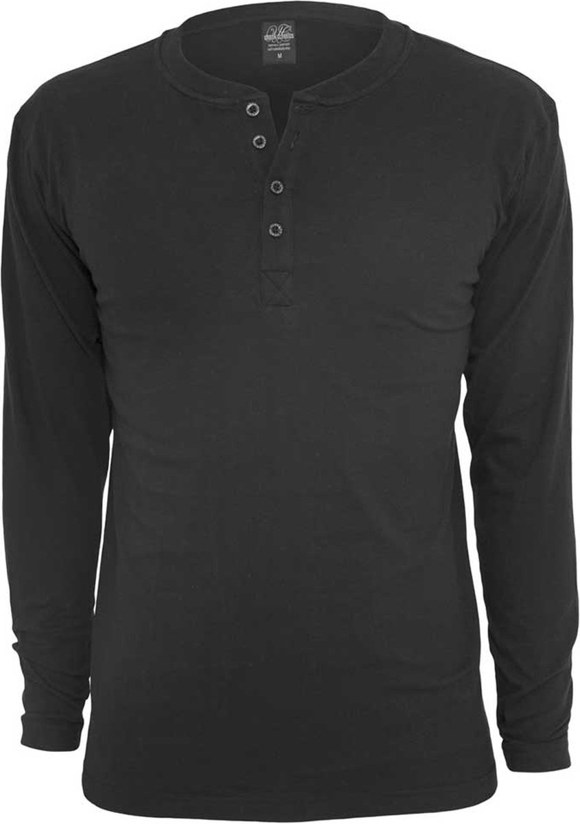 Urban Classics Basic Henley Longsleeve shirt XS Zwart