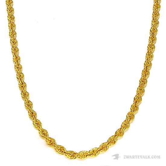 Juwelier Zwartevalk - 14 karaat gouden rope ketting 3.25mm/65cm