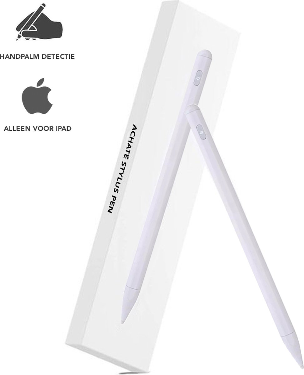 Achaté Stylus Pen - Alternatief Apple Pencil - Met Handdetectie - Alleen voor iPad - Wit