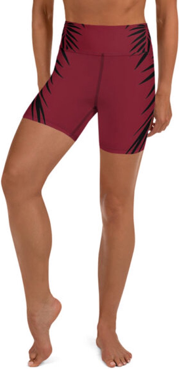 Sport Short - design Power Up - High Waist - Dry Fit - High Performance - 4way stretch - UPF 50+ - Hardloop - Yoga - Fitness - Dans - Pilates - Training - Korte Broek - dames- warmrood zwart - maat S — afbeelding 4