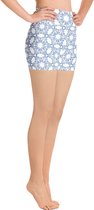 Sport Short - design Grace in Lace - High Waist - Dry Fit - High Performance - 4way stretch -UV 38/40 - Running - Yoga - Fitness - Danse - Pilates - Training - Shorts - dames - blanc bleu classique - taille M