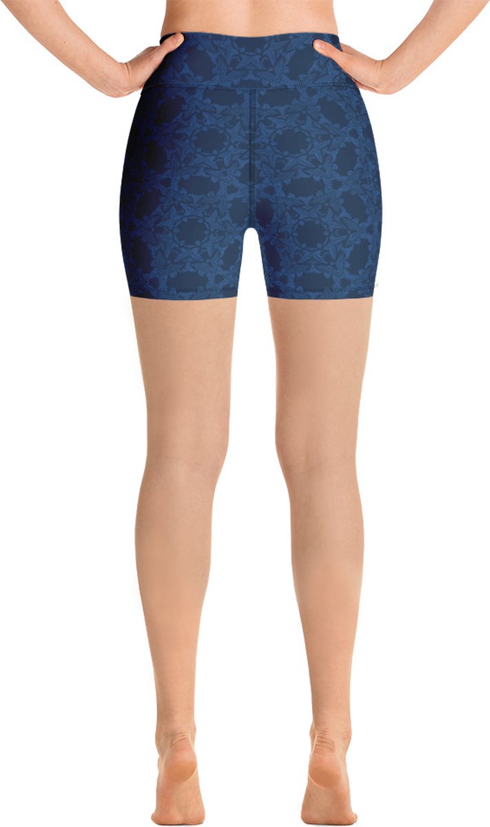 Sport Short - design Grace in Lace - High Waist - Dry Fit - High Performance - 4way stretch - UPF 50+ - Hardloop - Yoga - Fitness - Dans - Pilates - Training - Korte Broek- dames- donkerblauw klassiekblauw - maat XS van Merkloos — afbeelding 3