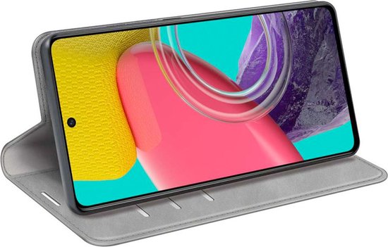 Bookcase hoesje pour Samsung Galaxy M53 - Just in Case - Grijs Solide - Simili Cuir