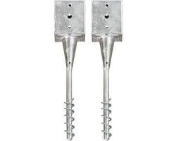 vidaXL - Grondpinnen - 2 - st - 12x12x56 - cm - gegalvaniseerd - staal - zilverkleurig