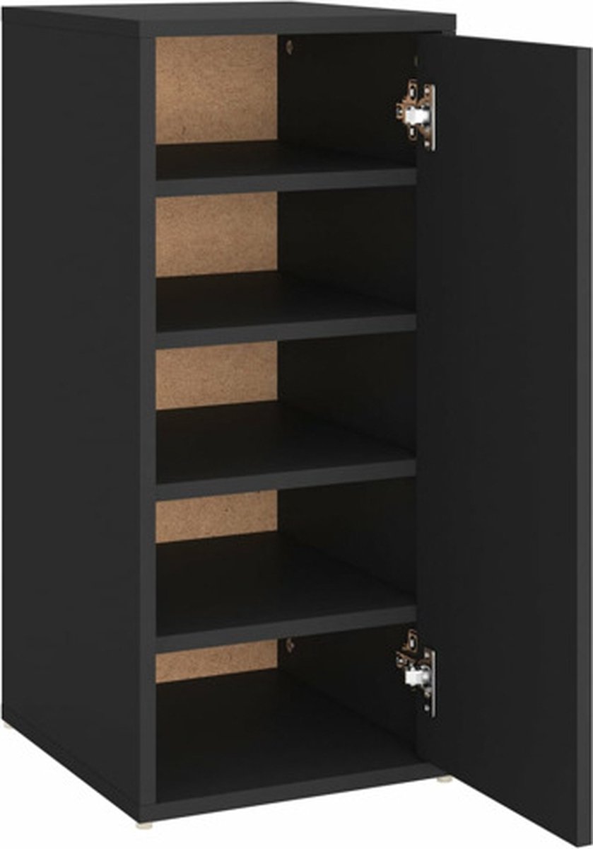 vidaXL Schoenenkast - 32x35x70 - cm - bewerkt - hout - zwart