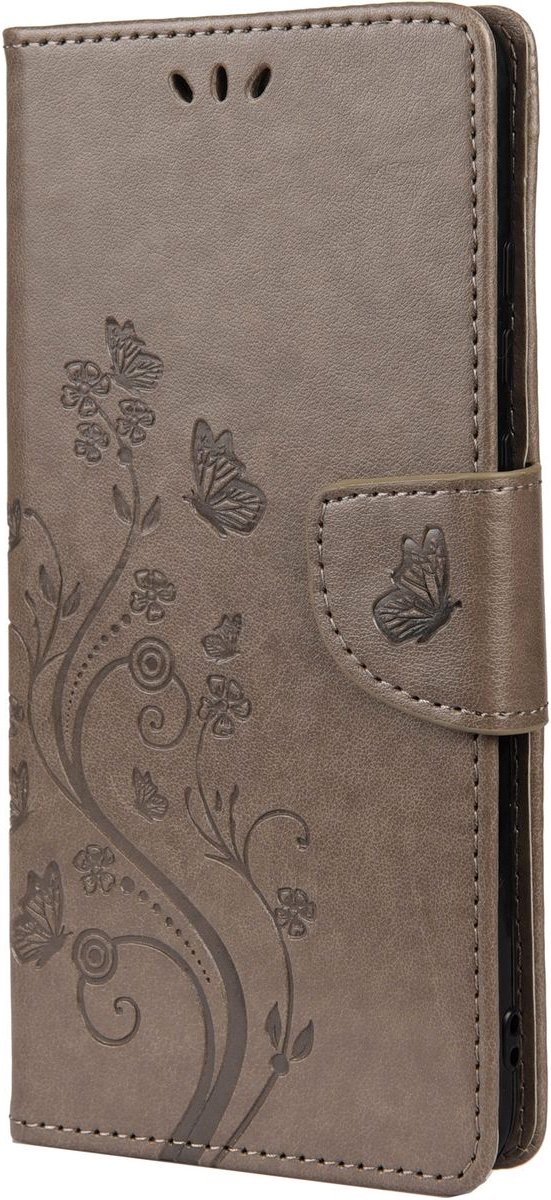 Mobigear Telefoonhoesje geschikt voor Samsung Galaxy A23 Hoesje | Mobigear Flowers Bookcase Portemonnee | Pasjeshouder voor 2 Pasjes | Telefoonhoesje voor Pinpas / OV Kaart / Rijbewijs - Grijs