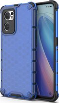 Mobigear Hoesje geschikt voor OPPO Find X5 Lite Telefoonhoesje Hardcase | Mobigear Honeycomb Backcover Shockproof | Schokbestendig Find X5 Lite Telefoonhoesje | Anti Shock Proof - Blauw