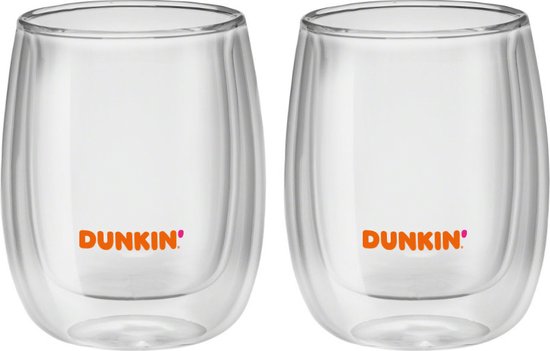 Dunkin' Dubbelwandige Glazen LatteMachiatto- Thermoglazen- 2 stuks