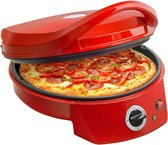 Bestron Pizzaoven tot max. 230 °C, Pizzamaker met boven-/ onderwarmte, voor zelfgemaakte of diepvriespizza's, tarte flambée, quiche of wraps tot Ø 27cm, 1.800 watt, kleur: Rood
