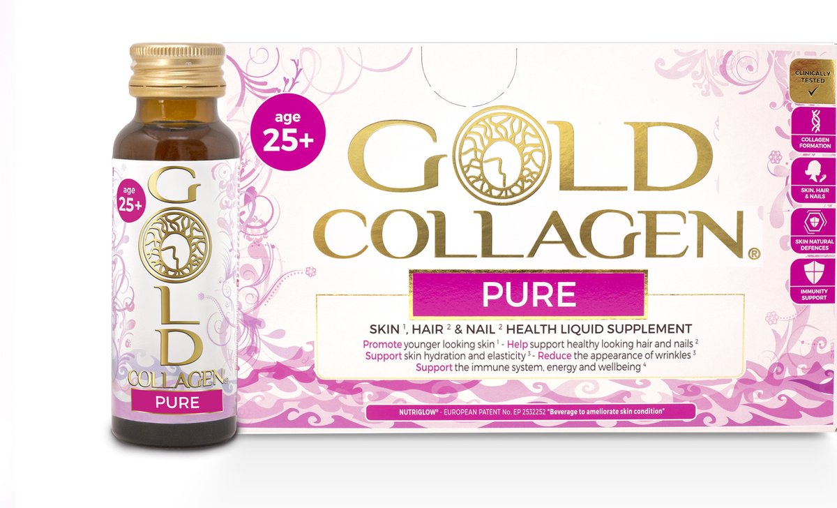 Gold Collagen Pure Huid, Haar en Nagels 10 x 50 ml - 10 dagen kuur - vloeibaar beauty voedingssupplement