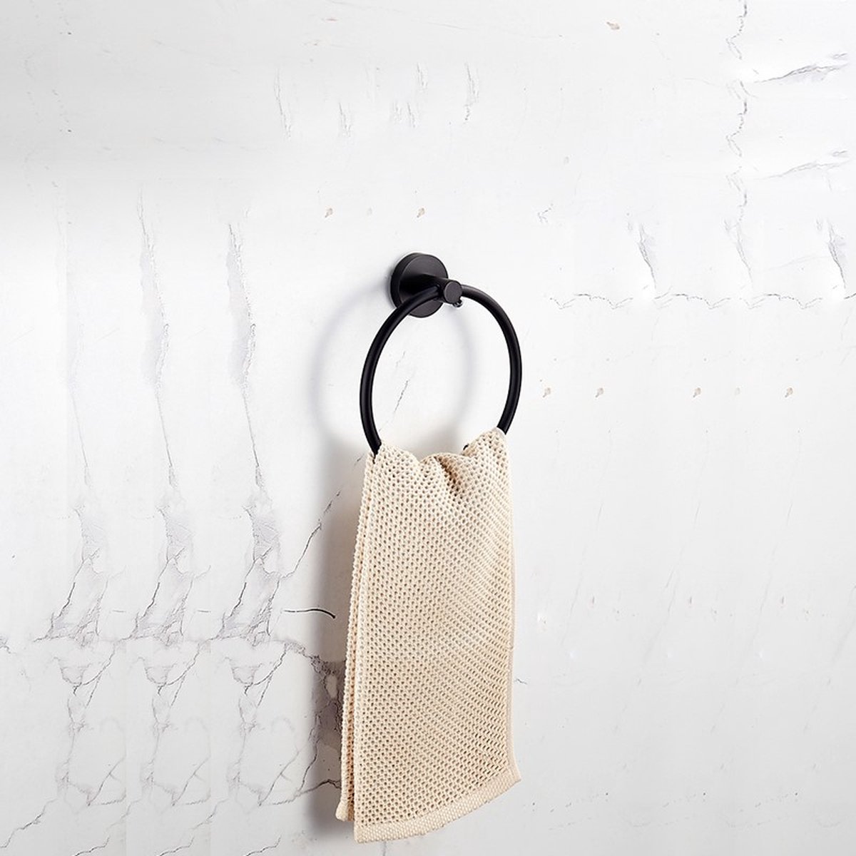 Handdoekring Handdoekrek Zwart Badkamer Handdoekhouder Handdoek Rek - Loebers