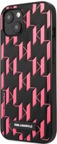 Karl Lagerfeld Monogram Plaque Back Case - Geschikt voor Apple iPhone 13 Mini (5.4") - Zwart/Roze