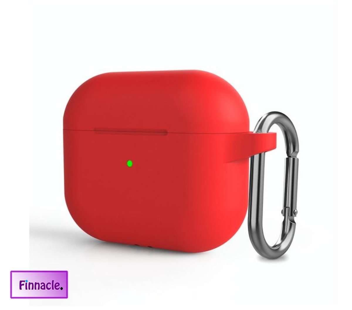 Finnacle - Hoesje geschikt voor Apple AirPods 3 met clip - Rood Beschermhoes - Siliconen - Case - Soft case