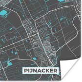 Poster Pijnacker - Plattegrond - Kaart - Stadskaart - 100x100 cm XXL