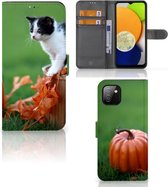 Flip Case Geschikt voor Samsung Galaxy A03 Hoesje Kitten