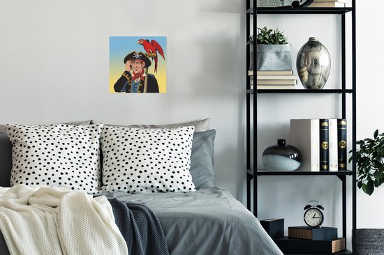 Poster Dessin d'enfant coloré d'un pirate et d'un perroquet - 30x30 cm