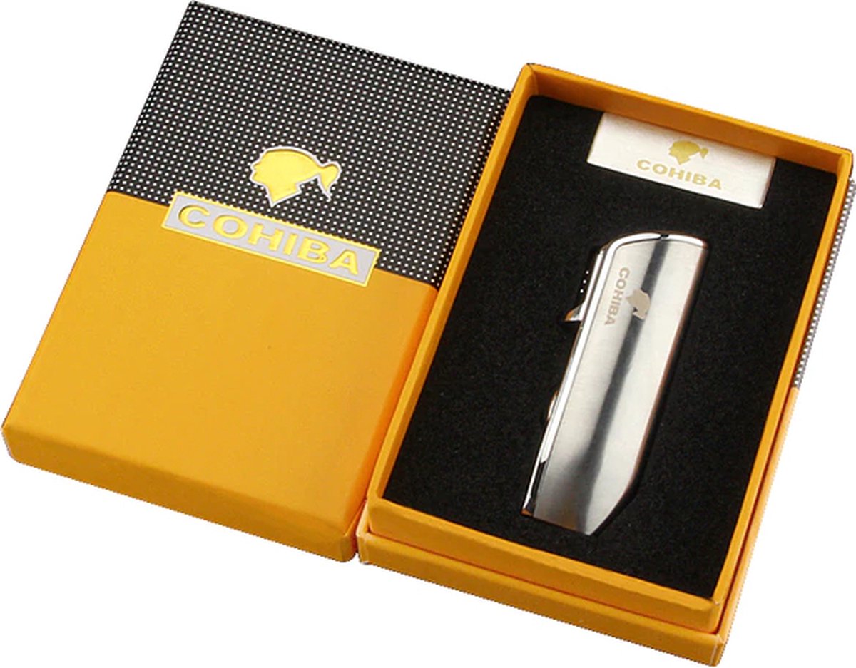 Goedkoopste Cohiba® Sigarenaansteker - Sigarenboor - Sigaren - Sigaar - Cohiba Aansteker - Sigarenboor - Sigaren Accessoires - Sigarenknipper - Sigaar Aansteker - Cohiba - Incl. Luxe Geschenkdoos - Zilver