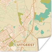 Poster Plattegrond - Uitgeest - Kaart - Stadskaart - Vintage - 50x50 cm