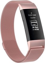 Milanees bandje - geschikt voor Fitbit Charge 3 / Charge 4 - maat M/L - roze