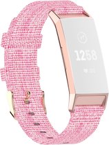 Nylon bandje - geschikt voor Fitbit Charge 3 / Charge 4 - roze