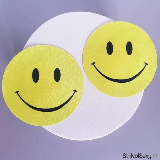 Gele Smiley Tepelstickers - Smiley Face Nipple Pasties