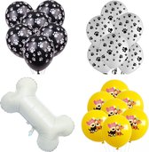 20-delige honden ballonnen set Happy Dog zwart wit geel - hond - dog - ballon - hondenbot - huisdier - decoratie - geel