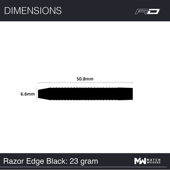 RED DRAGON - Razor Edge Black: Steeltip Tungsten Dartpijlen Professioneel - 23 gram van Red Dragon — afbeelding 3