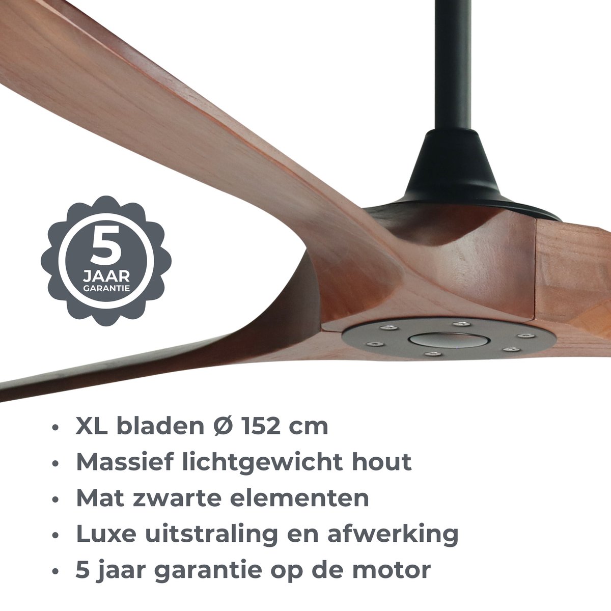 Goedewaere Plafondventilator 'Nordic Wood' - Groot - Met Afstandsbediening - Fluisterstil - Timer - Ideaal voor slaapkamer - Ventilator plafond thumbnail 4