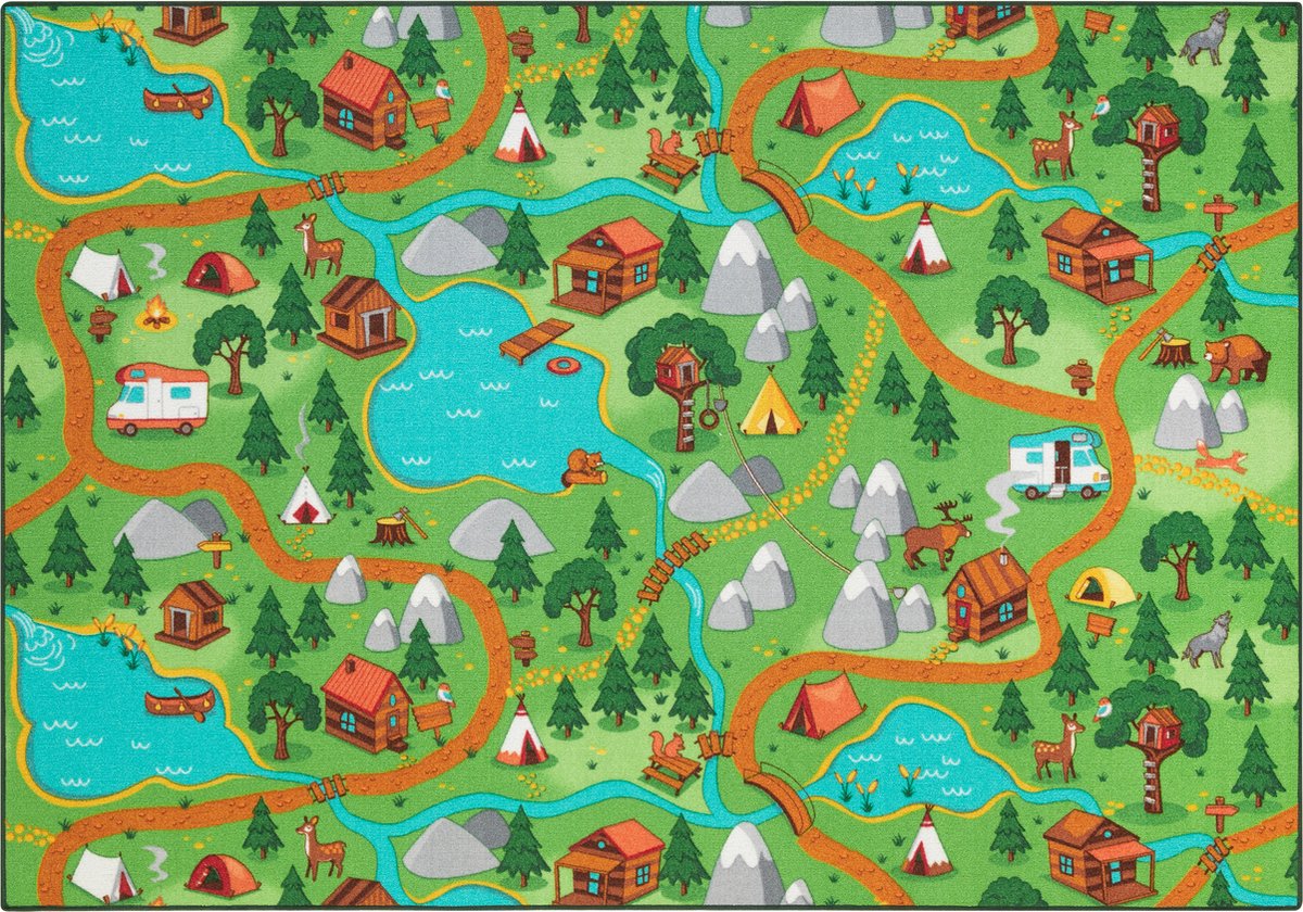 Carpet Studio Hiking Speelkleed - 140x200cm - Vloerkleed Kinderkamer - Speelmat - Anti-slip Speeltapijt - Verkeerskleed