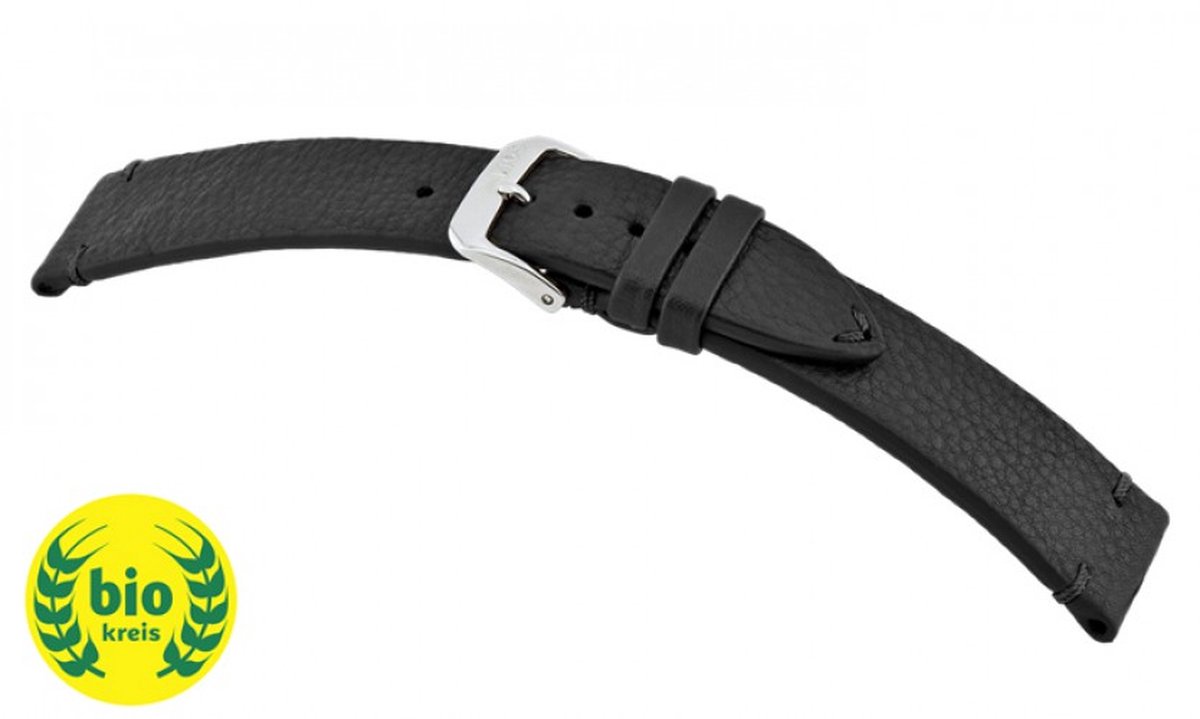 Horlogeband Mittenwald Zwart - Leer - 18mm